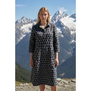 Gudrun Sjoden Tunic Dress S Cotton Linen Knee Length Pockets Lagenlook Boho